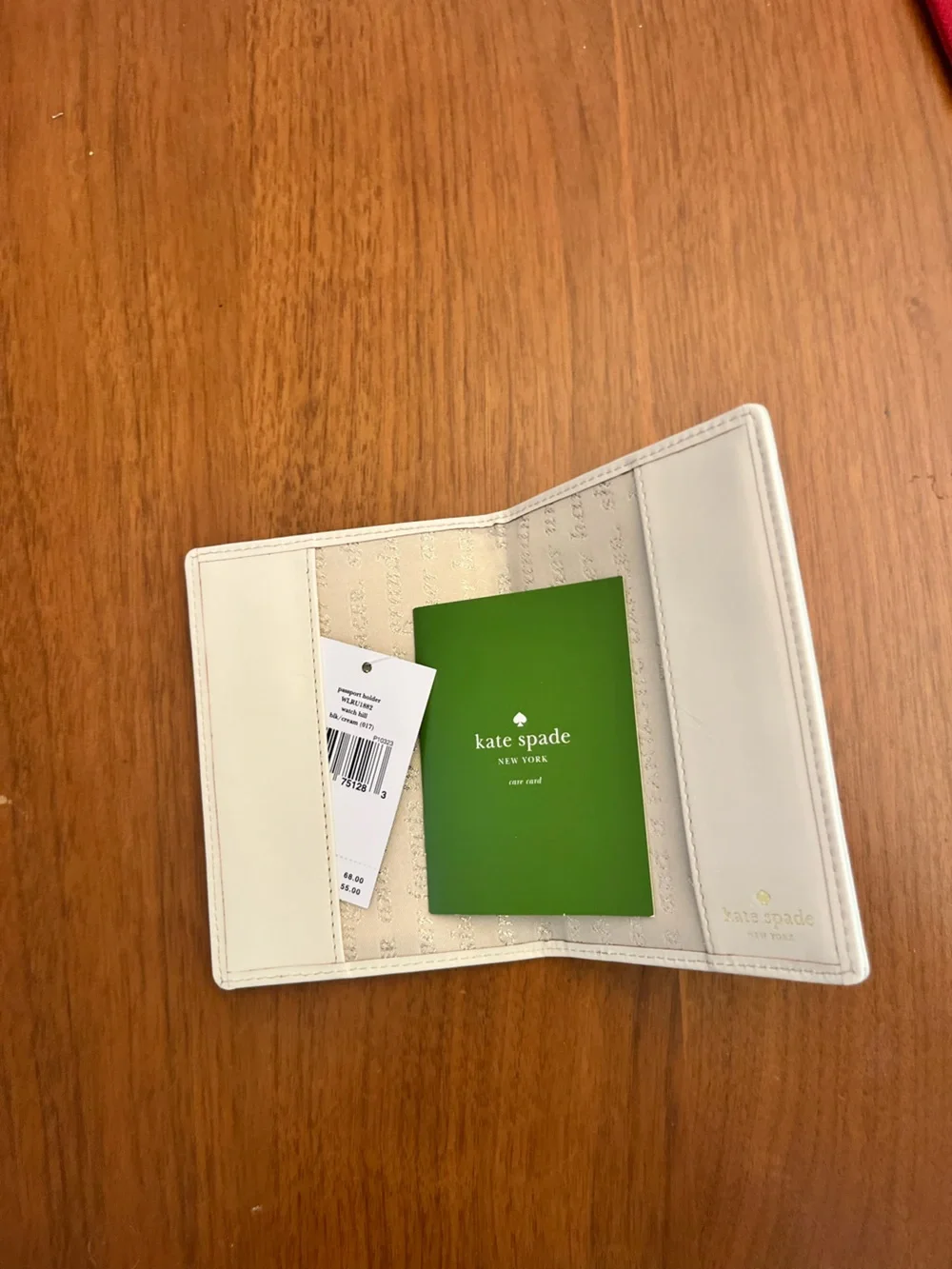 Kate Spade Black and White Striped Passport Wallet NWT